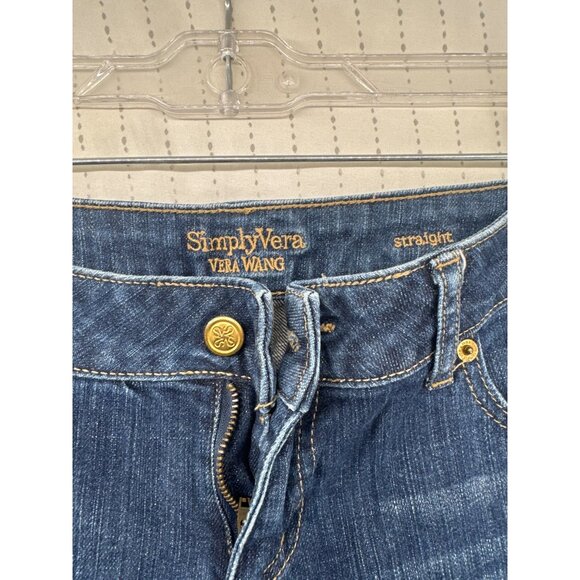 Simply Vera Vera Wang Women Jeans Sz 8 Blue Denim Cropped Straight MidRise Comfy - Picture 4 of 12